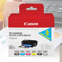 Canon PGI-550 and CLI-551 Ink Cartridge Multipack, Pack of 6