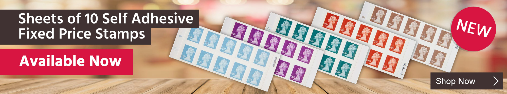 Sheets of 10 Fixed Price Stamps Available Now