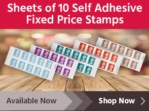 Sheets of 10 Fixed Price Stamps Available Now