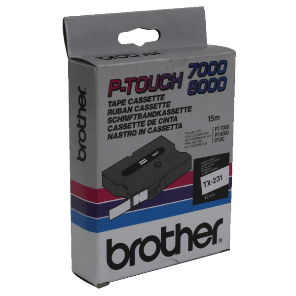 Brother TX-231 12mm White P-Touch Tape - TX231